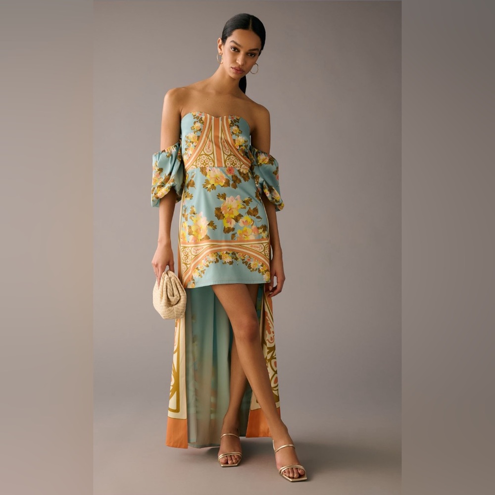 Anthropologie - Vineet Bahl Off-The-Shoulder Printed Cape Dress - Size L